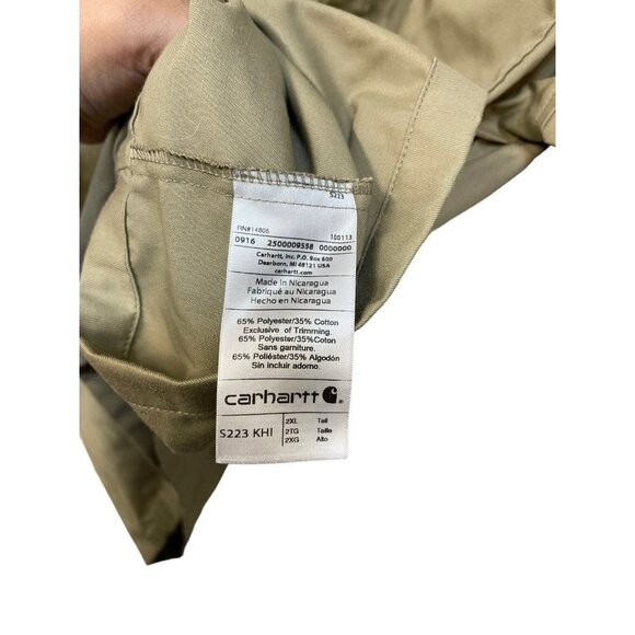 Carhartt Heavy Duty Tan Short Sleeve Button Down Chore Shirt Men’s 2XL Tall - Picture 5 of 6